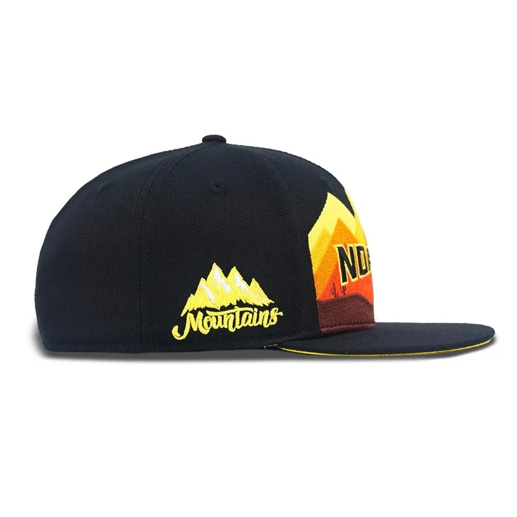 Sunset Mountains Embroidery Pattern Fitted Cap