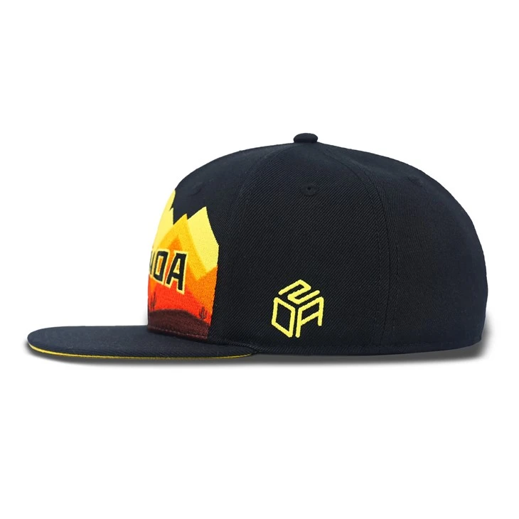 Sunset Mountains Embroidery Pattern Fitted Cap