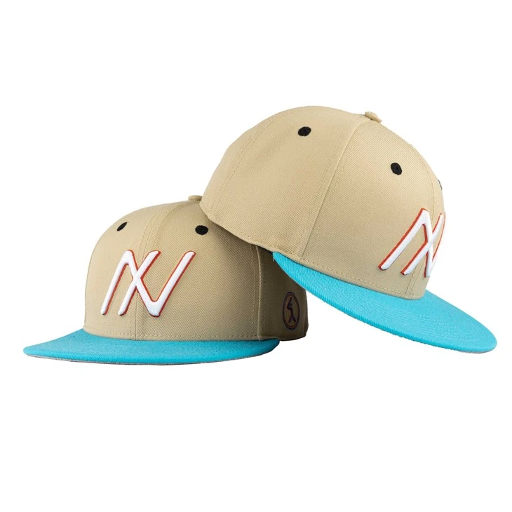 TCAP Customize Acrylic lenn melanje chapo plat brim 6panel bèj ekipe kaskèt bezbòl