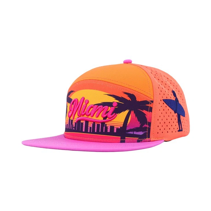Men's 6 Panels Beach Snapback Waterproof Hat With Miami Logo