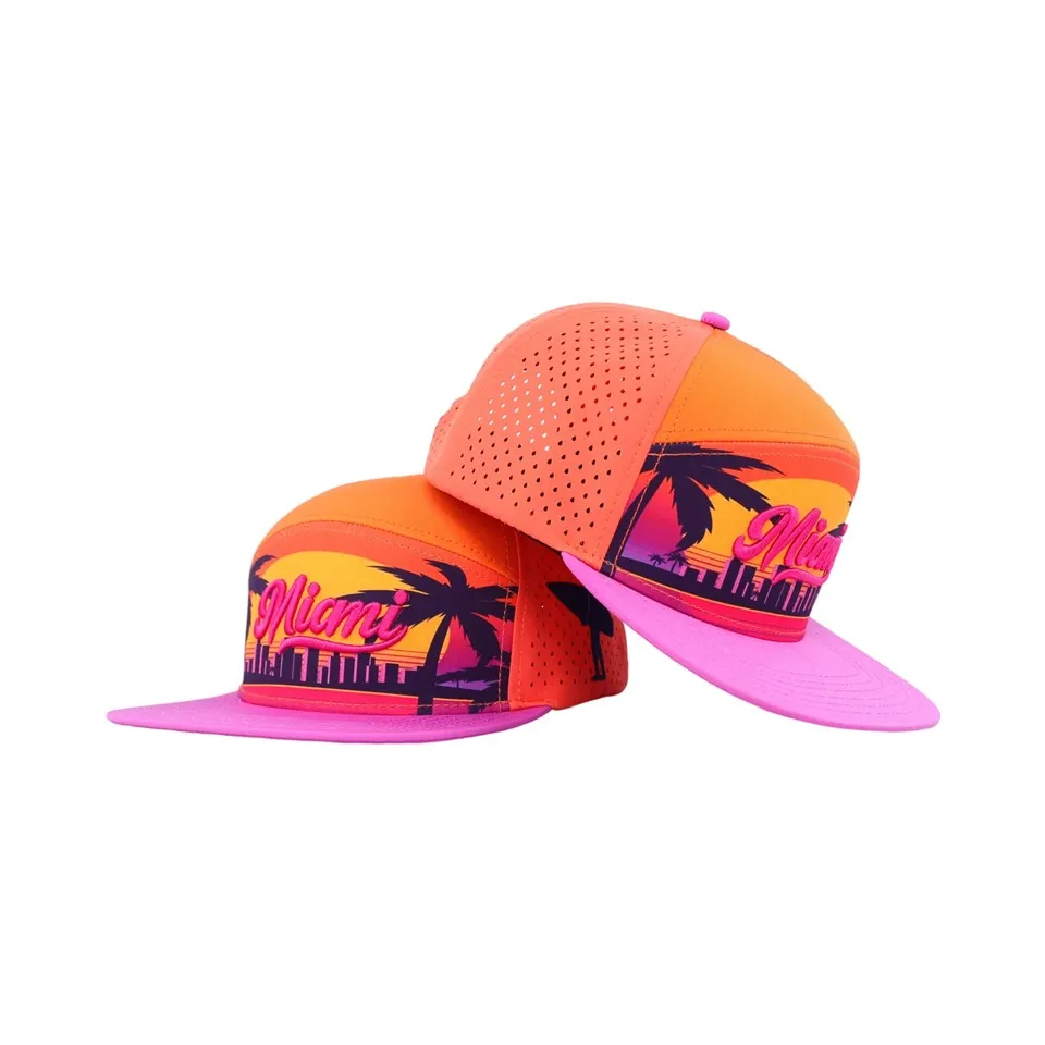 6 panno gason an plaj snapback ki enpèmeyab chapo ak logo Miami